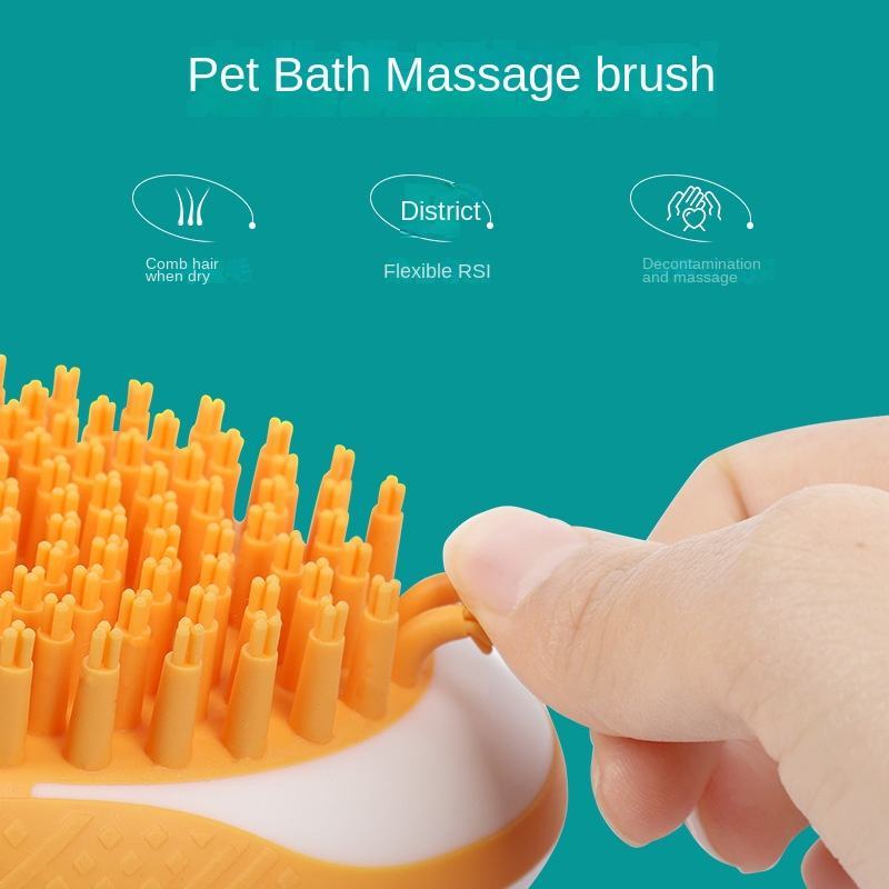 Dog/Cat Bath Brush 2-in-1 Pet SPA Massage Comb With Soft Silicone