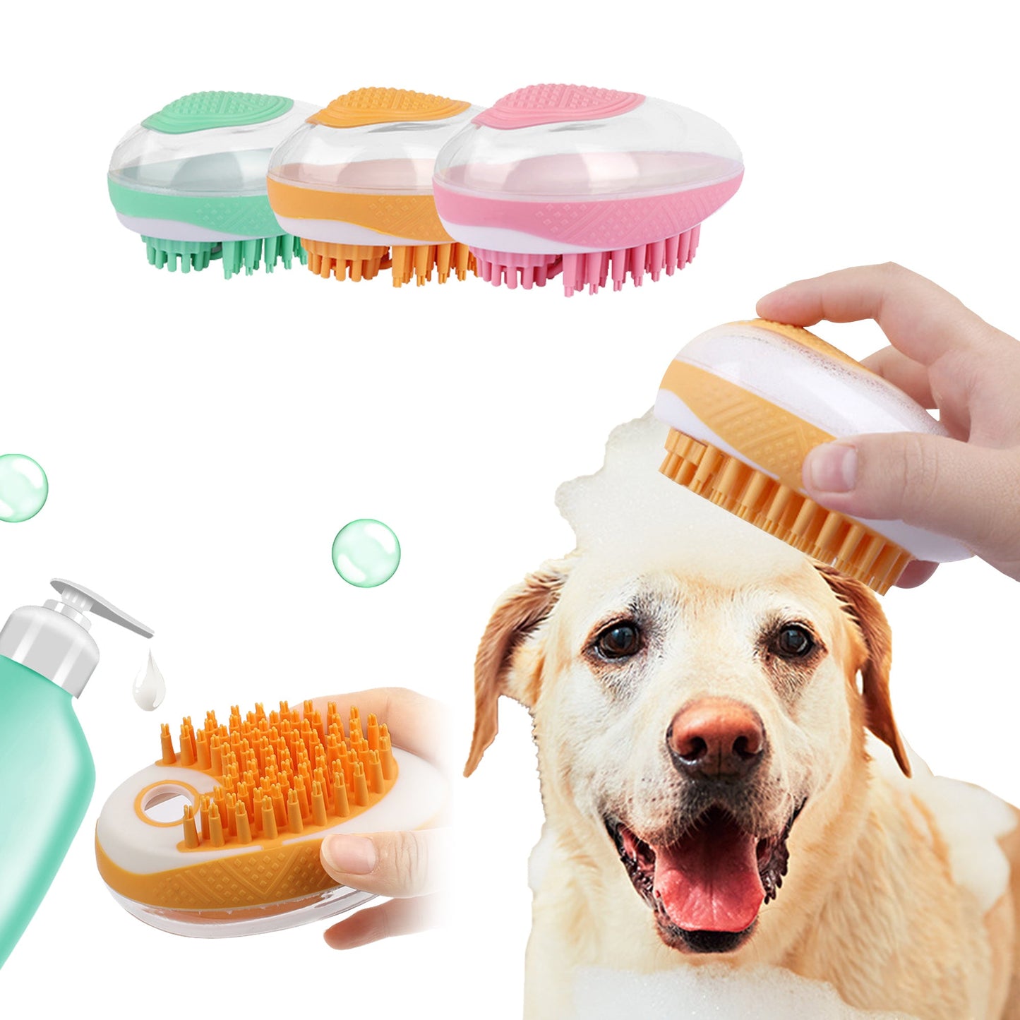 Dog/Cat Bath Brush 2-in-1 Pet SPA Massage Comb With Soft Silicone
